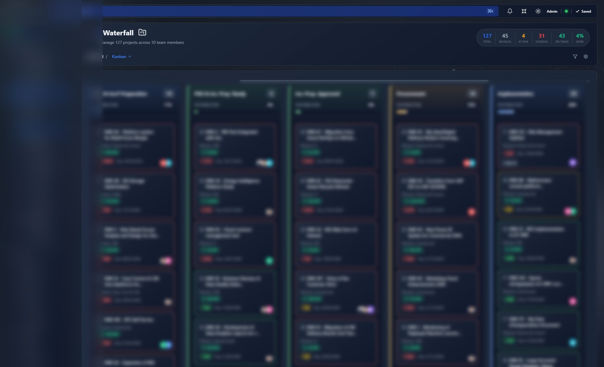 Orbit Kanban board — dark theme