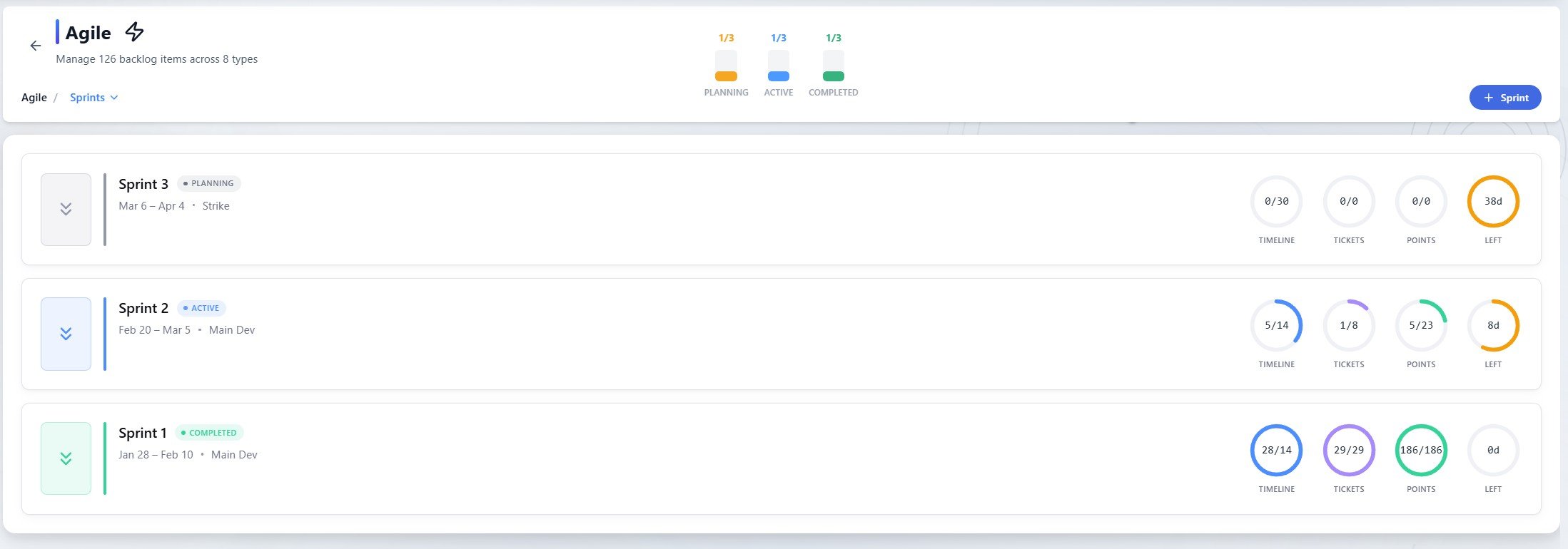 Orbit sprint planning — light theme
